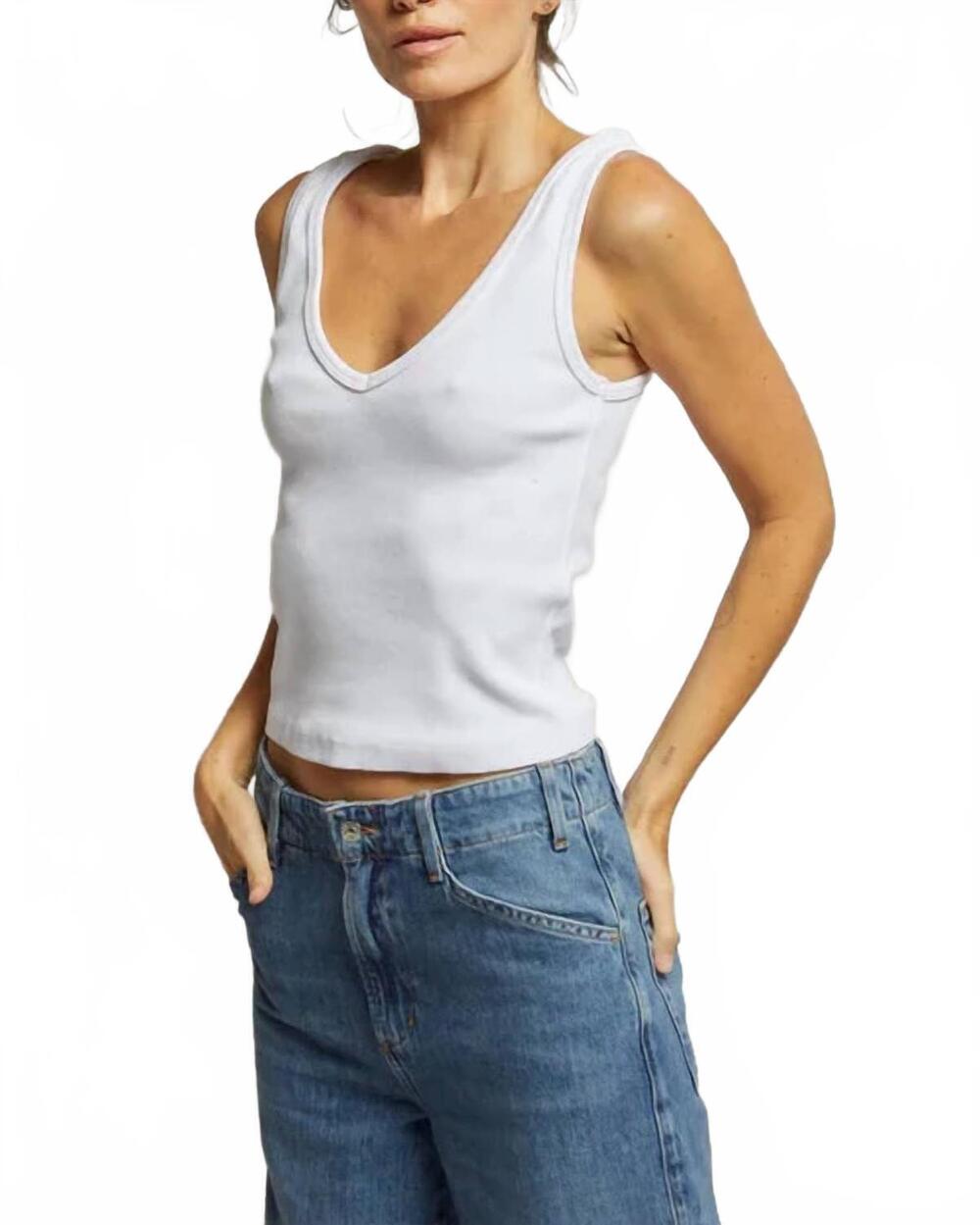 NEW PERFECTWHITETEE maria v-neck tank top in white